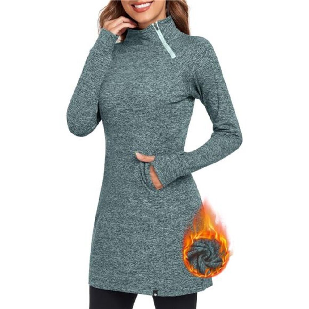 Women's Fleece Dress Running Thermal Sweatshirts Dresses Winter Skiing